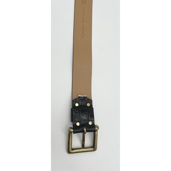 Banana Republic Black Genuine Leather Croc Belt - Made in Italy - Womens Size S